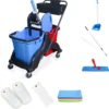 Hypafol Putzwagen Mit Korb | Reinigungswagen Set, 2 X 25 L Eimer Mit Presse Und Kehrgarnitur Inkl. 2x 50cm Baumwoll Wischmopp, 1x Mikrofaser-Mopp | Je 4 Mikrofasertücher | Für Gebäudereinigung, Hotelservice, Gastronomie, Großküche 2 Hypafol Putzwagen Mit Korb | Reinigungswagen Set, 2 X 25 L Eimer Mit Presse Und Kehrgarnitur Inkl. 2x 50cm Baumwoll Wischmopp, 1x Mikrofaser-Mopp | Je 4 Mikrofasertücher | Für Gebäudereinigung, Hotelservice, Gastronomie, Großküche -Smart Kitchen Store 2c48762a442cec088aade8a25f35ca91