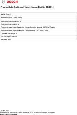 Bosch HEB517BS0, Serie | 6, Einbau-Herd, 60 X 60 Cm, Edelstahl -Smart Kitchen Store 2c621acaaf6c3f97f553706a4a50f8ff