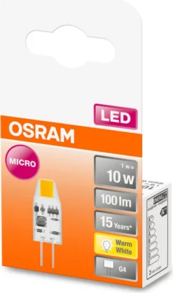 Osram LED Stiftsockelleuchte Micro 12V G4 1W Warmweiß, Klar -Smart Kitchen Store 2d247ccdb4849417d32f9c7bec36b1ac