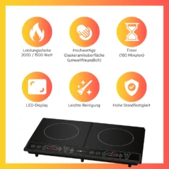CLATRONIC Induktions-Doppelkochplatte DKI 3609 Schwarz 3500 Watt Herdplatte 18 CLATRONIC Induktions-Doppelkochplatte DKI 3609 Schwarz 3500 Watt Herdplatte -Smart Kitchen Store 2e6d133cf480370c73a34997077d4839