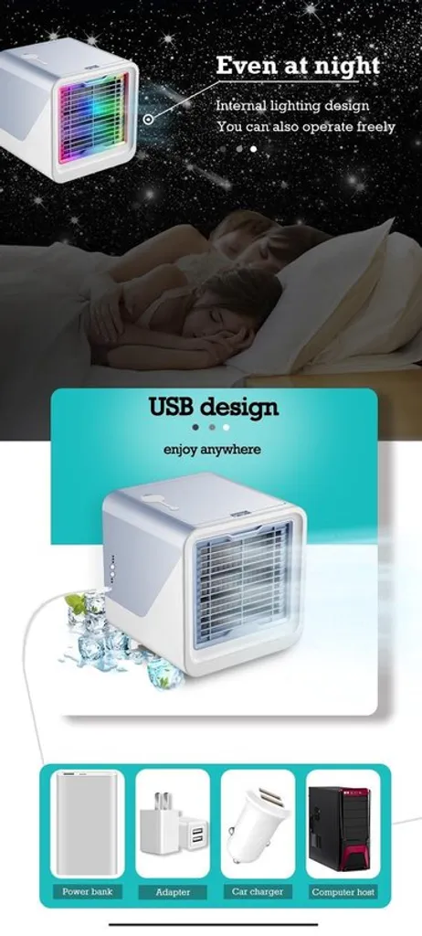 Cool Air Mobiles Klimagerät Verdunstungskühler LED Mini Air Cooler Klimaanlage Klimagerät Luftkühler Befeuchter Ventilator 7 Cool Air Mobiles Klimagerät Verdunstungskühler LED Mini Air Cooler Klimaanlage Klimagerät Luftkühler Befeuchter Ventilator – Bild 5