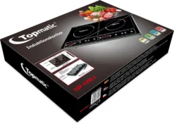Topmatic DIP.4200.2 Doppel-Induktionskochfeld Induktion Kochplatten Herd 2000W+1400W Schwarz Reise Camping Kocher Herdplatte Kochfeld -Smart Kitchen Store 2fd819f1bae4b23a912737698640fca9