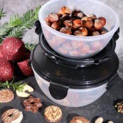 PLENTYFY Vorratsdosen 8 Teilig - Vorratsdosen Set Rund Mit Deckel Vorratsbehälter - Schwarz Luftdicht & Auslaufsicher Vorratsgläser Set Salatschüssel Mit Tragegriff -Smart Kitchen Store 306fd0e68b11ef8d03d0b430394155b2