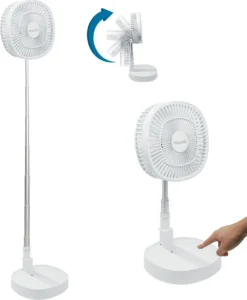 Starlyf® Foldable Fan – Wiederaufladbarer, Kabelloser Und Zusammenklappbarer Ventilator, Akkubetrieb Mit 3 Geschwindigkeiten, 2in1 - Tischventilator Und Standventilator – Aus Der TV Werbung