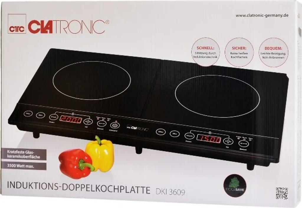 CLATRONIC Induktions-Doppelkochplatte DKI 3609 Schwarz 3500 Watt Herdplatte 14 CLATRONIC Induktions-Doppelkochplatte DKI 3609 Schwarz 3500 Watt Herdplatte – Bild 12