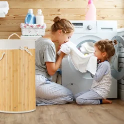 Relaxdays 1 X Wäschekorb Bambus Rund Violett -Smart Kitchen Store 31cf26e270d665e98e03090a6efe1cde