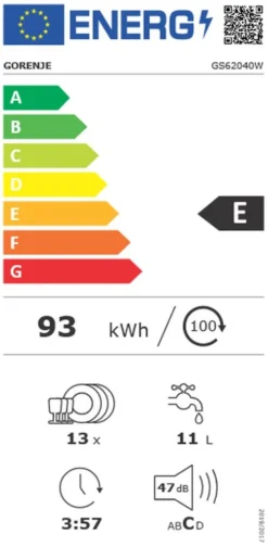 Gorenje GS 62040 W Geschirrspüler Freistehend 60cm Weiß - 13 Maßgedecke - 5 Programme - AquaStop - Edelstahlbottich - Selbstreinigender Filter - Multifunktionaler Unterkorb - 3 In 1 Funktion 13 Gorenje GS 62040 W Geschirrspüler Freistehend 60cm Weiß - 13 Maßgedecke - 5 Programme - AquaStop - Edelstahlbottich - Selbstreinigender Filter - Multifunktionaler Unterkorb - 3 In 1 Funktion -Smart Kitchen Store 32122cca3e7e32ce20f960c8775c8b48