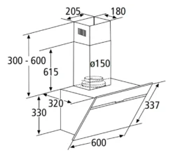 PKM Dunstabzugshaube Kopffreihaube Wandhaube Wandesse S23-60 ABPX Schwarz 60 Cm -Smart Kitchen Store 33053b6b8ed37ab77aaddeb0cca76d85
