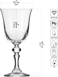 KROSNO Krista Kleine Rotweingläser, 6er-Set, 220 Ml -Smart Kitchen Store 3427006fb051c17bf5db21db1d8fa36f