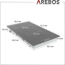 AREBOS Glaskeramikkochfeld, 3000 W, 2 Kochfelder, 30cm, Autark, Mit Sensor Touch 19 AREBOS Glaskeramikkochfeld, 3000 W, 2 Kochfelder, 30cm, Autark, Mit Sensor Touch -Smart Kitchen Store 34a72430c0db1cb4a0c3d8e70888c39a