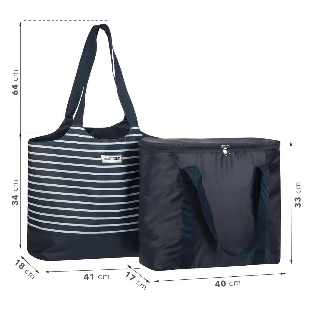 Strandtasche 2 In 1 Kühltasche + SchultertascheAHOI Blau Weiß - Navy 6 Strandtasche 2 In 1 Kühltasche + SchultertascheAHOI Blau Weiß - Navy – Bild 4