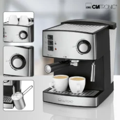 Clatronic ES 3643 Espresso- Und Cappuccino-Automat, 15 Bar Pumpdruck, Tassenvorwärmfunktion, Mit Aufschäum- Und Heißwasserfunktion 15 Clatronic ES 3643 Espresso- Und Cappuccino-Automat, 15 Bar Pumpdruck, Tassenvorwärmfunktion, Mit Aufschäum- Und Heißwasserfunktion -Smart Kitchen Store 390f0bdb997bc2d5e5dcb368dcc7366b