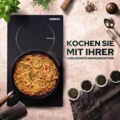 AREBOS Induktionskochfeld 3000W, 2 Kochfelder, 30 Cm, Autark Mit Sensor Touch, Timer, Kindersicherung, Überhitzungsschutz, Autoabschaltung -Smart Kitchen Store 39367abca58e8b12768854b0f64b7e47