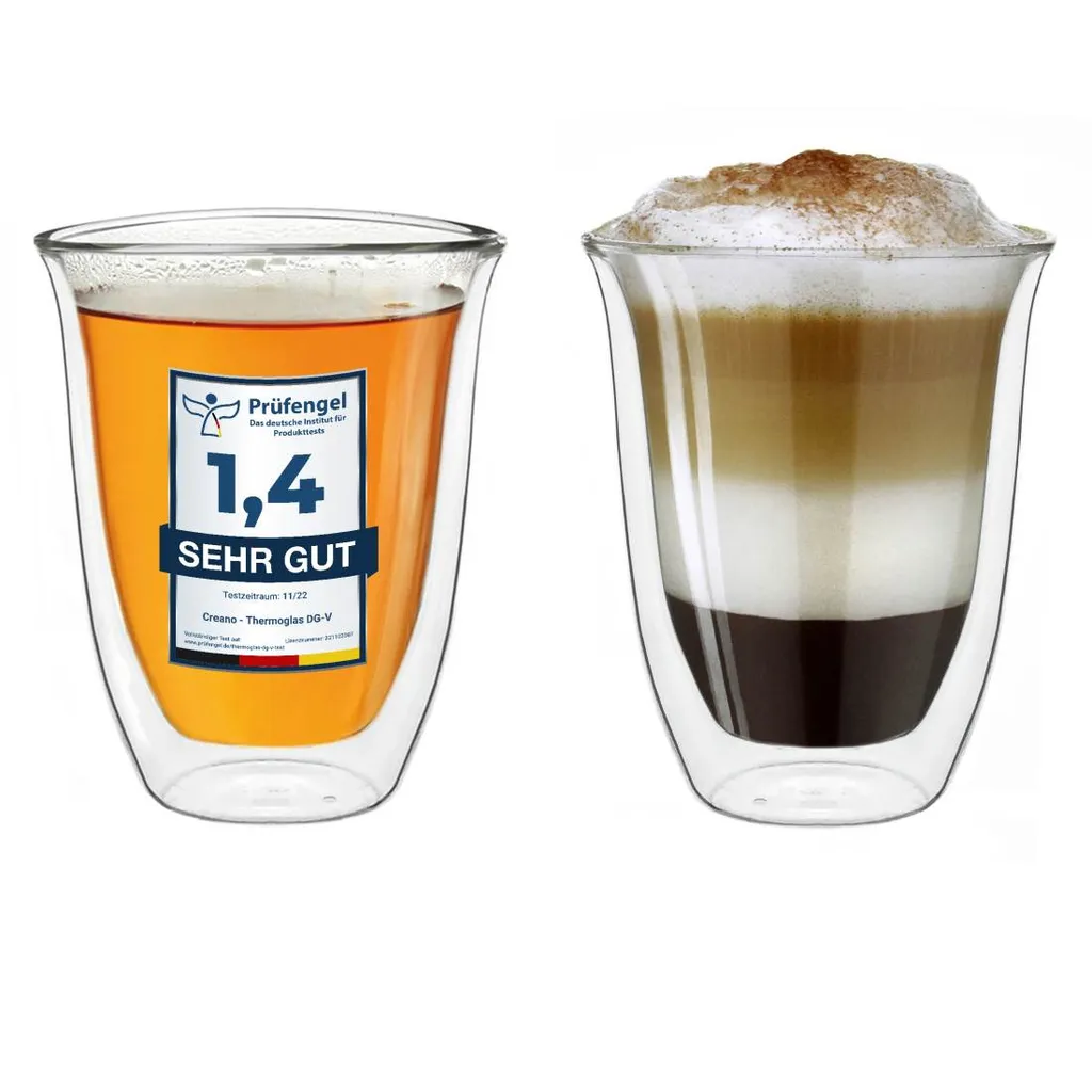 Creano Doppelwandige Gläser 250ml „DG-V“, 2er Set, Thermoglas Doppelwandig Aus Borosilikatglas, Kaffeegläser, Teegläser, Latte Gläser, Doppelwandgläser 3 Creano Doppelwandige Gläser 250ml „DG-V“, 2er Set, Thermoglas Doppelwandig Aus Borosilikatglas, Kaffeegläser, Teegläser, Latte Gläser, Doppelwandgläser