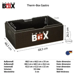 Profibox B53 - Wand: 3cm - Volumen: 53L - Innenmaß: 62,5x42,5x22cm - Wiederverwendbar Isolierbox Thermobox Kühlbox Warmhaltebox - Für E2 Kiste -Smart Kitchen Store 3aee123db811cff9268931a178905c9c