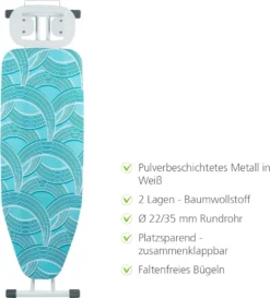 WENKO Bügelbrett Advance, Dampfbügelgeeignet, Höhenverstellbar 73-95 Cm, 120 X 42 Cm Bügelfläche, Bügeltisch Mit 8 Mm Polsterung | Inkl. 2er Set Reinigungsschwämme Gratis -Smart Kitchen Store 3af89b2cc483ef45442a087f71c22323