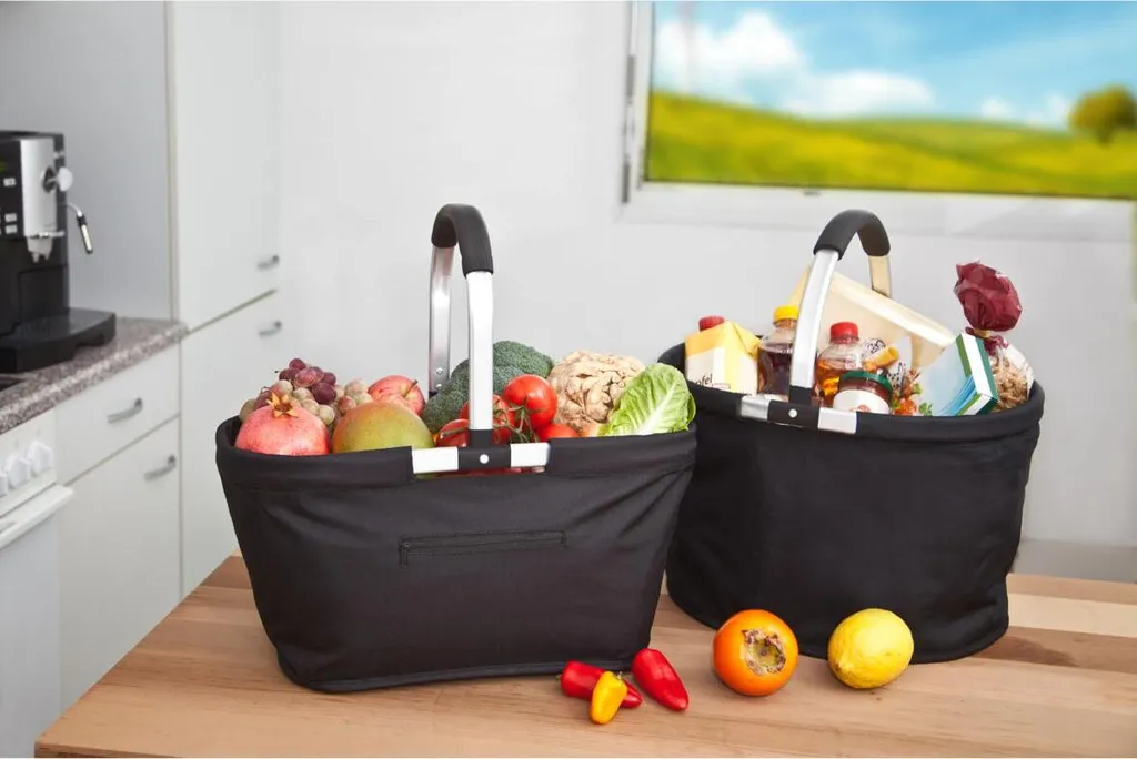 Einkaufskorb "Silandre" Schwarz Faltbarer Einkaufskorb Rund Mit Aluminiumgriff Geräumig Stabile Einkaufstasche 36 Liter Volumen Schwarz 5 Einkaufskorb "Silandre" Schwarz Faltbarer Einkaufskorb Rund Mit Aluminiumgriff Geräumig Stabile Einkaufstasche 36 Liter Volumen Schwarz – Bild 3