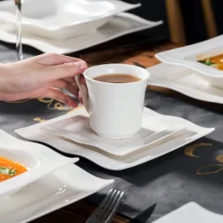 MALACASA, Serie Mario, 60 Tlg. Cremeweiß Porzellan Geschirrset Tafelservice Mit Je 12 Kaffeetassen, 12 Untertassen, 12 Dessertteller, 12 Suppenteller Und 12 Speiseteller -Smart Kitchen Store 3e7006cb86625981d4ba04611d3a21c7