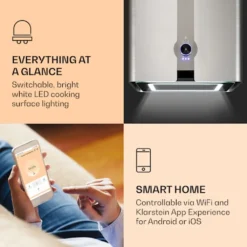 Klarstein Futurelight Smart Inselabzugshaube , Umluft 420m³/h , LED Beleuchtung , 3 Leistungsstufen ,Steuerbar Via WiFi Und Klarstein App Experience , Edelstahl -Smart Kitchen Store 40239be98d698d09473bab4bc4ad8b24