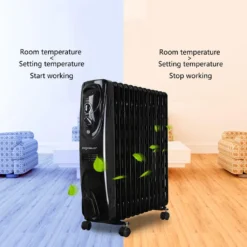 Aigostar Ölradiator Energiesparend 2500W Elektrische Heizung Mobile Ölgefüllter Elektro Heizkörper, Radiator 13 Rippen, 3 Heizstufen, Thermostat Überhitzungsschutz, Schwarz -Smart Kitchen Store 41439c0af7390efed086da33a2c26eaa