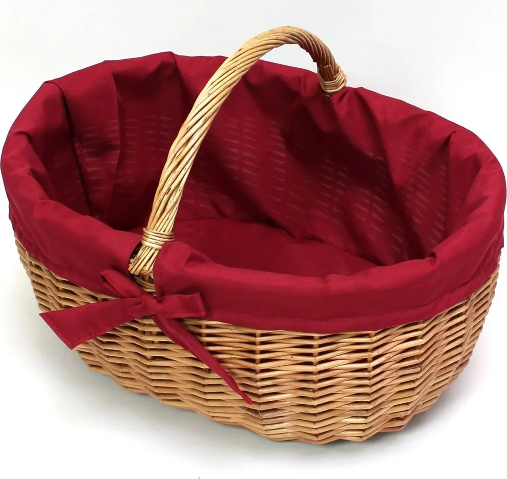 Einkaufskorb 'Rote Schleife' Füllkorb Flechtkorb Natur Bügel Einkauf Flaschen 4 Einkaufskorb 'Rote Schleife' Füllkorb Flechtkorb Natur Bügel Einkauf Flaschen – Bild 2