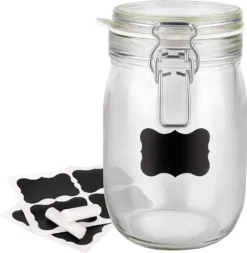 6 X Creative Home Gläser Mit Bügelverschluss | 1 Liter | Einmachgläser Drahtbügel-glas Aufbewahrungsgläser Mit Gummiring Und Deckel | 8 Wiederverwendbare Aufkleber + 1 Anti-Staub-Kreide -Smart Kitchen Store 444040aa6b493dc9c6522f5fba26e59f
