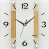 AMS 5507 Wanduhr Funk Funkwanduhr Analog Holz Buche Massiv Eckig Mit Glas