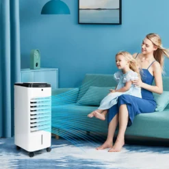 Aigostar 3,5L Mobiler Luftkühler 4-in-1 Mit 3 Stufen, LED Anzeige, Klima Ventilator Mit Fernbedienung, Mobiles Klimagerät Ohne Abluftschlauch Inkl. Timer & Oszillation Aircooler (Weiß/Schwarz) -Smart Kitchen Store 447b844cff4316877cb43f4ac06392a5