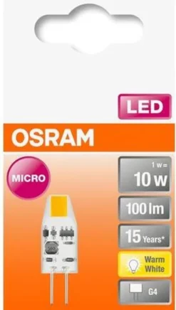 Osram LED Stiftsockelleuchte Micro 12V G4 1W Warmweiß, Klar -Smart Kitchen Store 48e0290b272f49af3cf65e07b999e437