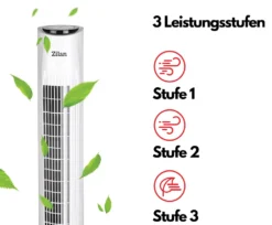 Zilan Turmventilator | 3 Stufen | 2 Modi | 7,5h Timer | Fernbedienung | Oszillierend | -Smart Kitchen Store 4ce2d547e078c62954c213107258c362