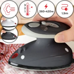 Jago® Mini Bügeleisen - Grau, 260-420 W, Antihaft Bügelsohle, Wassertank 40 Ml, 100-240 V Netzspannung Umschaltbar, Mit/ohne Dampf - Dampfbügeleisen, Reisebügeleisen