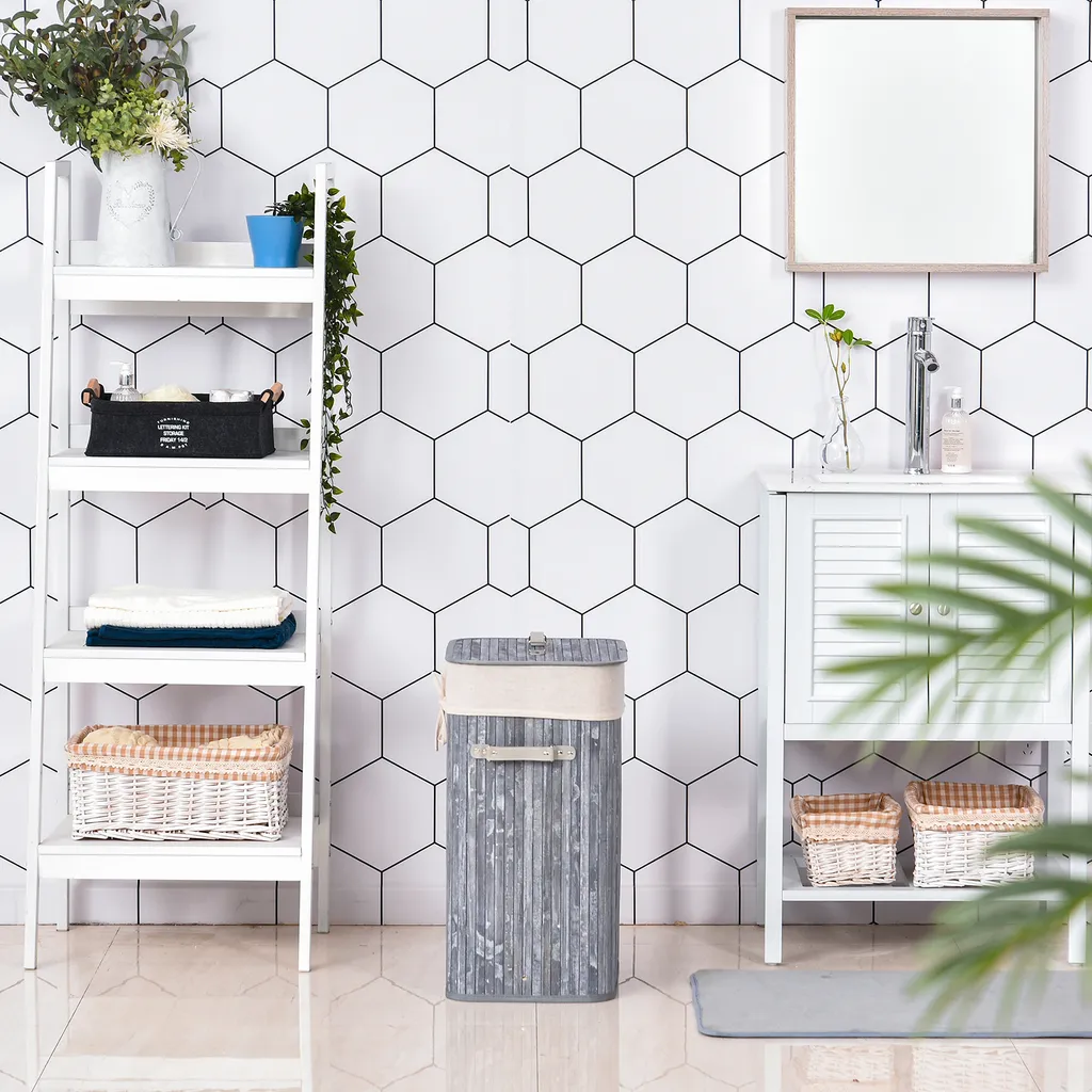 HOMCOM Wäschekorb, Wäschebox, Wäschesammler Mit Deckel, Segeltuchsack, Waschbarem Wäschesack, Mit Griffen, Bambus , Faltbar, 72L, Grau, 40 X 30 X 60 Cm 8 HOMCOM Wäschekorb, Wäschebox, Wäschesammler Mit Deckel, Segeltuchsack, Waschbarem Wäschesack, Mit Griffen, Bambus , Faltbar, 72L, Grau, 40 X 30 X 60 Cm – Bild 6