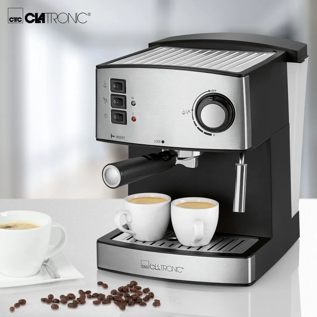Clatronic ES 3643 Espresso- Und Cappuccino-Automat, 15 Bar Pumpdruck, Tassenvorwärmfunktion, Mit Aufschäum- Und Heißwasserfunktion 7 Clatronic ES 3643 Espresso- Und Cappuccino-Automat, 15 Bar Pumpdruck, Tassenvorwärmfunktion, Mit Aufschäum- Und Heißwasserfunktion – Bild 5