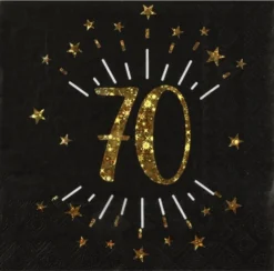 10 Servietten Geburtstag 70 Gold Schwarz