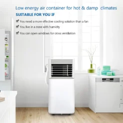 EINFEBEN Mobiles Klimagerät Klimaanlagen 7.000 BTU/h Mit Oekologischem Kuehlmittel,4-in-1 Klimaanlage Eco R290,Aircondition, Ventilator Und Luftentfeuchter Für Raeume Bis 60 M³,Weiss,EEK: A -Smart Kitchen Store 4eee40e6169e5d155878b6163c0e2e3a