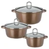 GSW Kochtopf-Set Gourmet Premium Color 6 Tlg. Bronze , Aluminium, Edelstahl, Glas, Kochtopf Mit Glasdeckel ø Ca. 16 X H 8,6cm / ø Ca. 20 X H 9,0cm / ø Ca. 24 X H 10,7cm -Smart Kitchen Store 5021c919b4f48086b239dec42731433e