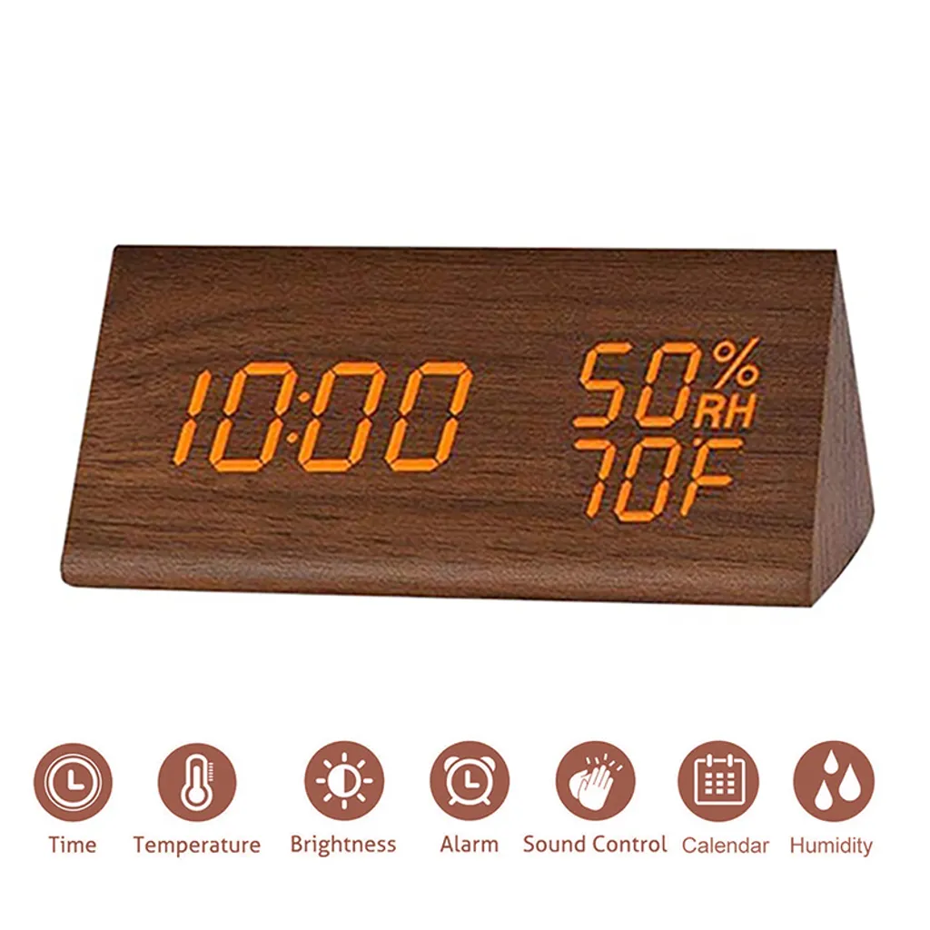 Wecker Digitaler LED Wecker Uhr Holz,mit Sprachsteuerung/Datum/Temperatur Und Luftfeuchtigkeit, Braun 3 Wecker Digitaler LED Wecker Uhr Holz,mit Sprachsteuerung/Datum/Temperatur Und Luftfeuchtigkeit, Braun