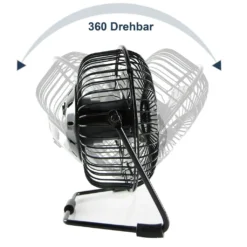 15cm Mini USB-Tischventilator Ventilator Aus Metall Mit LED-Animation Für Temperatur Und Uhrzeit - Stufenlos Neigbar Um 360°, Energiesparend, Extrem Leise -Smart Kitchen Store 536cd88355a50ca2bd1303caad89c70b