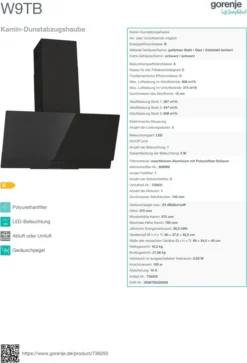 Gorenje - W9TB - Dunstabzugshaube - 90 Cm - Schwarz -Smart Kitchen Store 54f50f086f351e83abfbf56501582144
