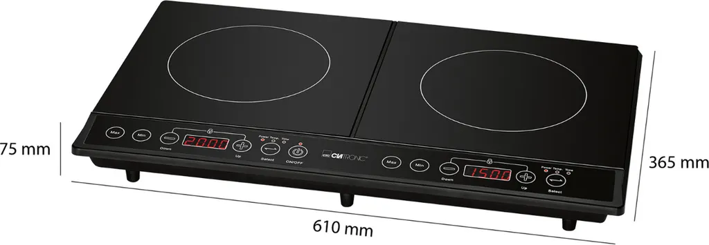 CLATRONIC Induktions-Doppelkochplatte DKI 3609 Schwarz 3500 Watt Herdplatte 4 CLATRONIC Induktions-Doppelkochplatte DKI 3609 Schwarz 3500 Watt Herdplatte – Bild 2