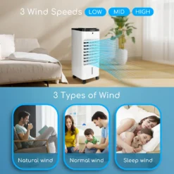 Aigostar 3,5L Mobiler Luftkühler 4-in-1 Mit 3 Stufen, LED Anzeige, Klima Ventilator Mit Fernbedienung, Mobiles Klimagerät Ohne Abluftschlauch Inkl. Timer & Oszillation Aircooler (Weiß/Schwarz) -Smart Kitchen Store 566dd4acb761b1afb9fbdfd796a3441a