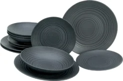 CreaTable 23205 Tafelservice Elements Collection Lava Stone Für 4 Personen, Steinzeug, Schwarz/grau (1 Set, 12-teilig) 13 CreaTable 23205 Tafelservice Elements Collection Lava Stone Für 4 Personen, Steinzeug, Schwarz/grau (1 Set, 12-teilig) -Smart Kitchen Store 57463745fc8065b81ee6b78cb1f22737