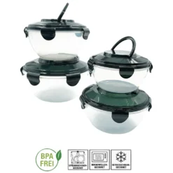 PLENTYFY Vorratsdosen 8 Teilig - Vorratsdosen Set Rund Mit Deckel Vorratsbehälter - Schwarz Luftdicht & Auslaufsicher Vorratsgläser Set Salatschüssel Mit Tragegriff -Smart Kitchen Store 58490b573b78380d39c6336a14f300bc
