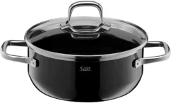 Silit Elegance Line Kochtopf Groß, 20 Cm, Glasdeckel, Bratentopf 2,4l, Topf Induktion, Silargan Funktionskeramik