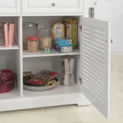 SoBuy FKW84-WN Kücheninsel Küchenwagen Mit Erweiterbarer Arbeitsplatte Küchenschrank Servierwagen Sideboard Auf Rollen Weiß -Smart Kitchen Store 5940bbc2c15854c0319080f2702f0e9e