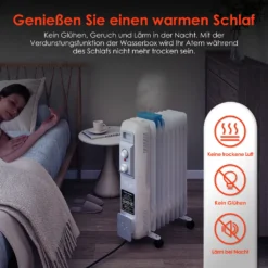 Ölradiator, 2000W Ölradiator Energiesparend, Elektroheizung Radiator Mit 9 Rippen, Ölheizung Mit Thermostat, Für Räume Bis 30qm, Heizkörper Mit Überhitzungsschutz Und 3 Heizstufen -Smart Kitchen Store 5a1c8dc3357ba0ce6d33352a0fbc3d38