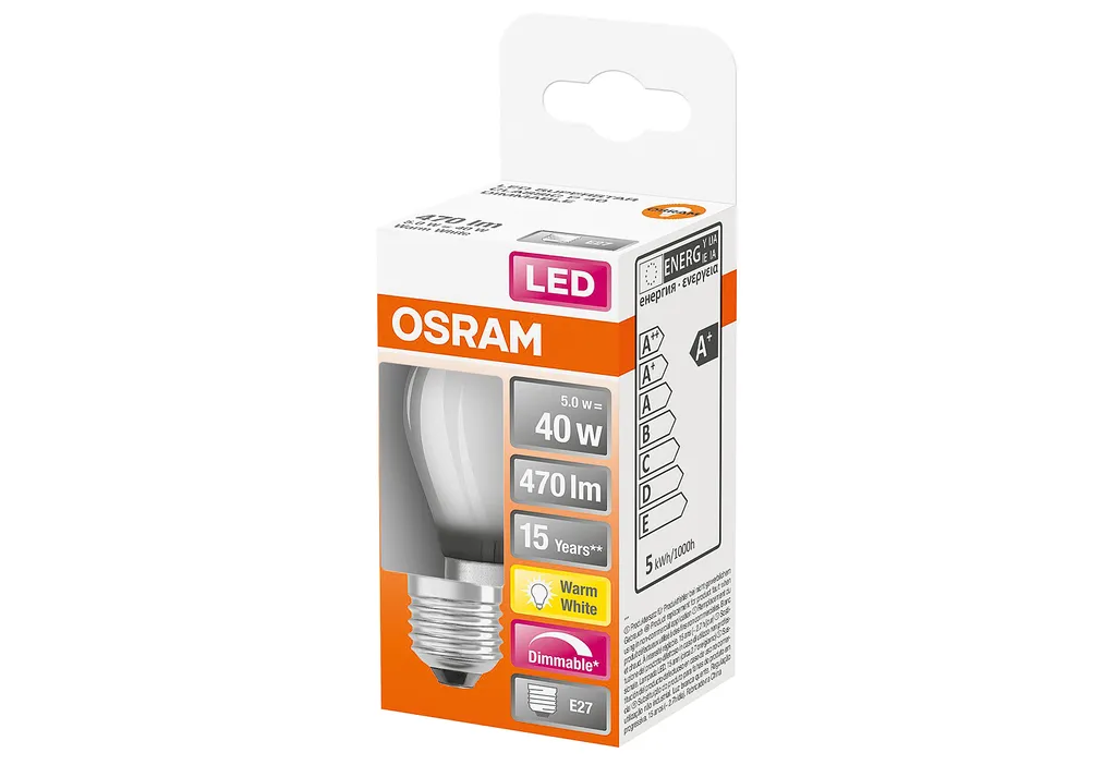 Osram LED Filament Tropfen 5W = 40W E27 Matt 470lm FS Warmweiß 2700K DIMMBAR 5 Osram LED Filament Tropfen 5W = 40W E27 Matt 470lm FS Warmweiß 2700K DIMMBAR – Bild 3