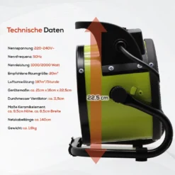 Tronitechnik TT-KH-502 Keramikheizer Heizlüfter Heizung 2.000 Watt, Tragegriff, PTC Keramik, Stufenlose Thermosteuerung -Smart Kitchen Store 5d48137862d20c784db36fbcdfaf4c85