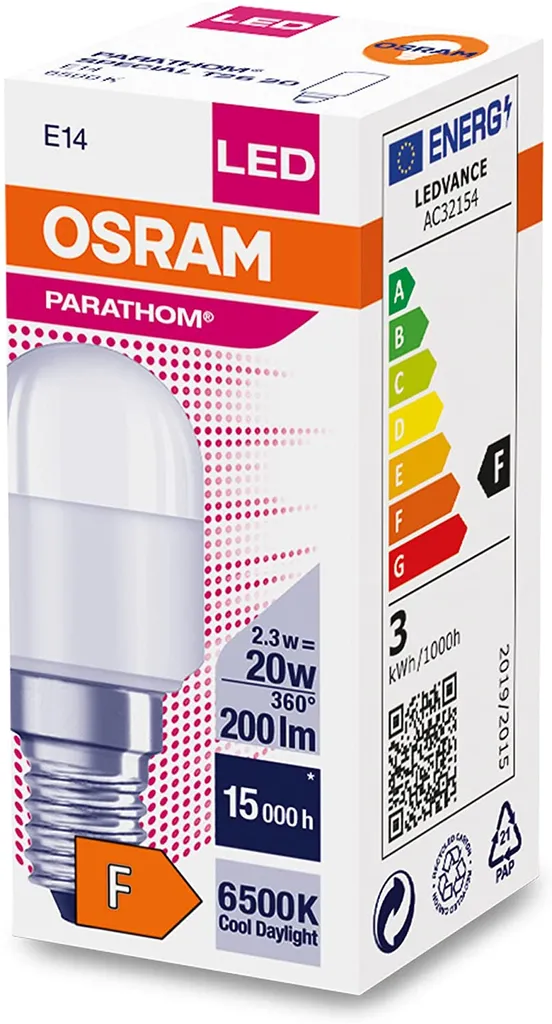 Osram LED Kühlschranklampe P Special T26 E14 2,3W Kaltweiß, Weiß Matt 4 Osram LED Kühlschranklampe P Special T26 E14 2,3W Kaltweiß, Weiß Matt – Bild 2