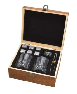 Whisky Geschenk-Set Mit 2 Gläsern, Eiswürfeln Aus Edelstahl, Zange, Samtbeutel In Einer Schönen Holzbox -Smart Kitchen Store 5eee92ca1b75f172d5308dc3dedcbc33